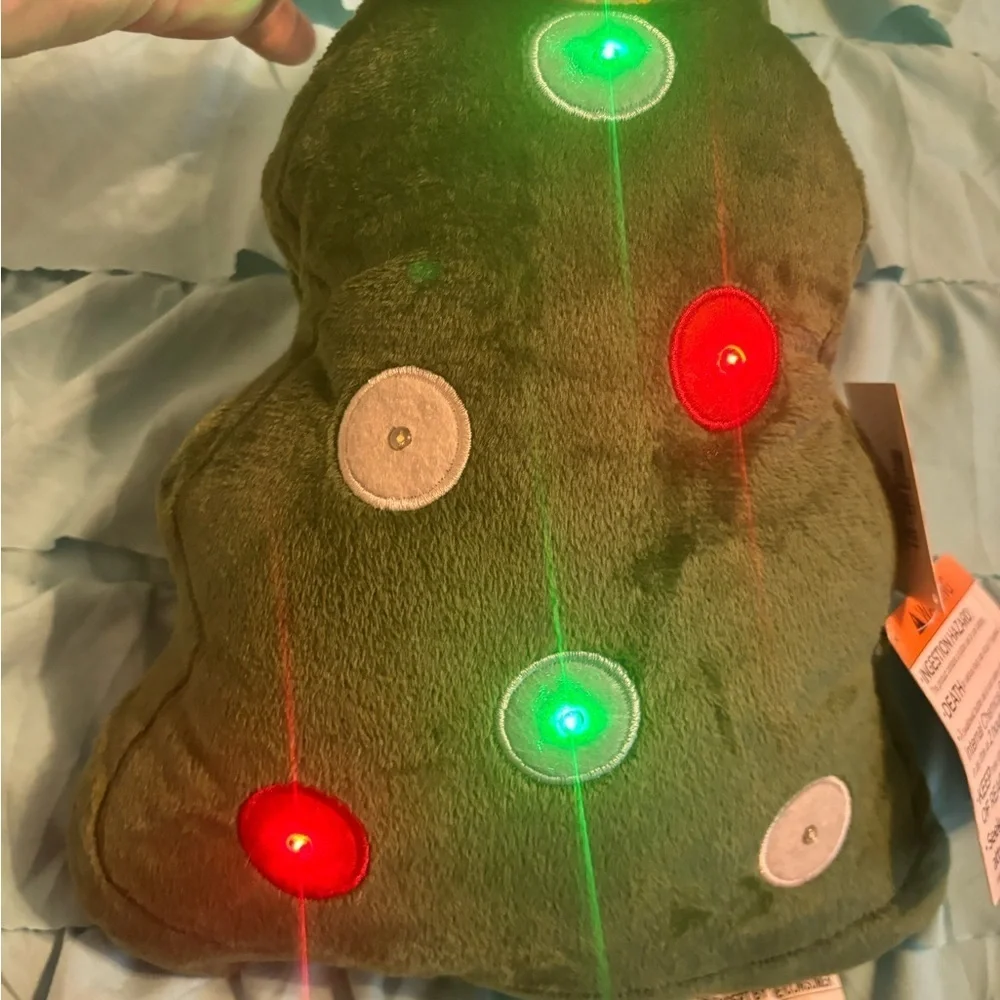 LED Light-Up Green Plush Tree and a non light up fuzzy Star Pillow set.